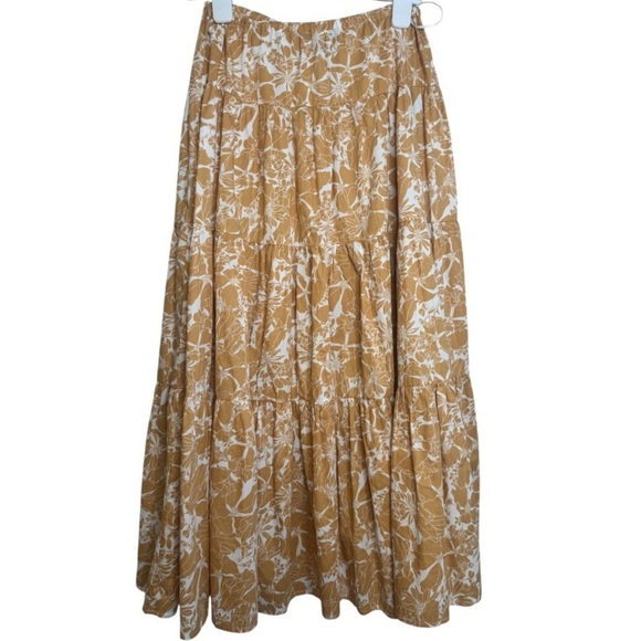 Aakaa Dresses & Skirts - Aakaa Cream and Brown Tiered Maxi Skirt